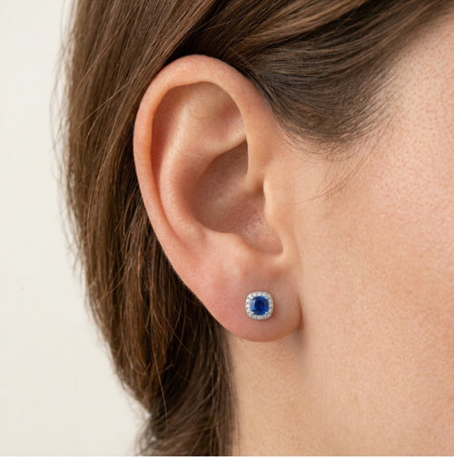 Blaue quadratische Ohrringe