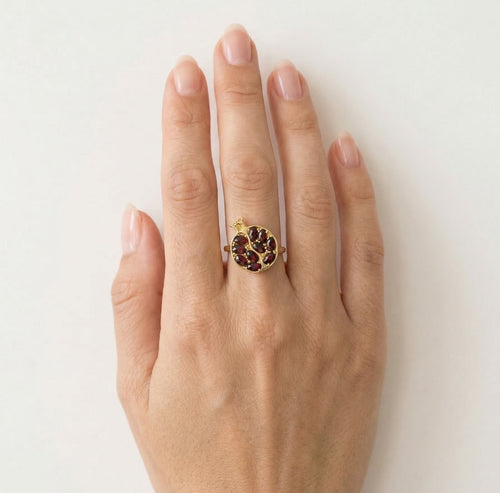 Granat-Ring aus Gelbgold