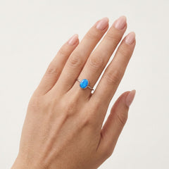 Cabochon blue opal ring