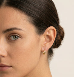 Cubic huggie gold earrings