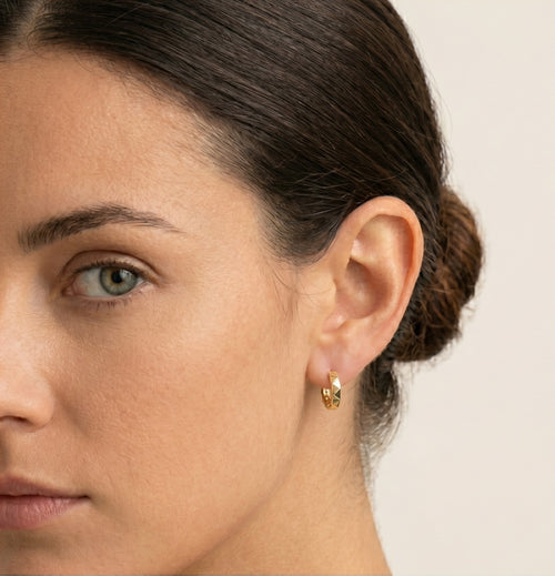 Cubic huggie gold earrings