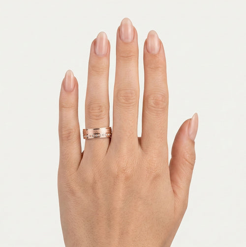 Široké snubní prsteny z růžového zlata