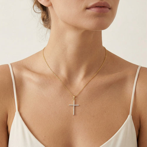 Cubic-Zirkonia-Kreuz-Pendant