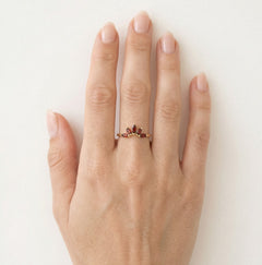 Yellow gold ring with marquise cut garnet