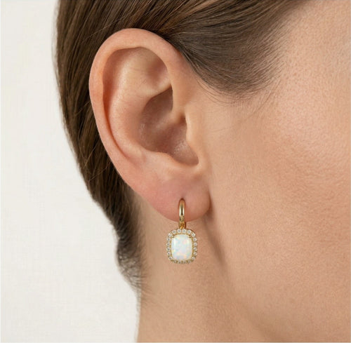 Rechteckige Opal-Ohrringe