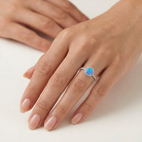 Royal round blue opal ring