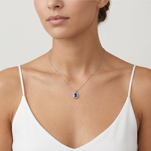 Royal white gold jeweled necklace