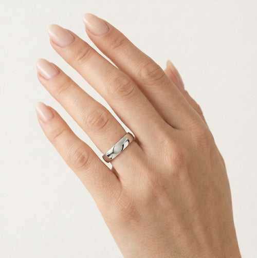 Anillos de boda de oro blanco de 5 mm de ancho atemporales