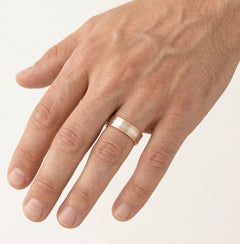 Square white and rose gold ring