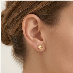 Round gold plated silver stud earrings
