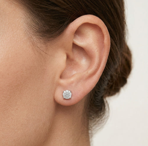 Runde Halo Diamant-Stecker