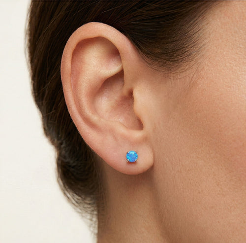 Flache blaue Opal-Stecker