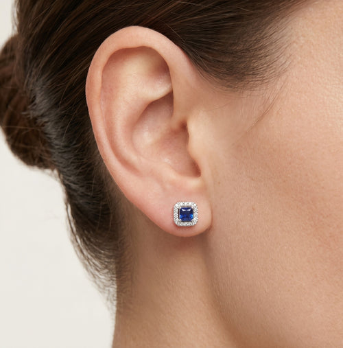Square blue quartz studs