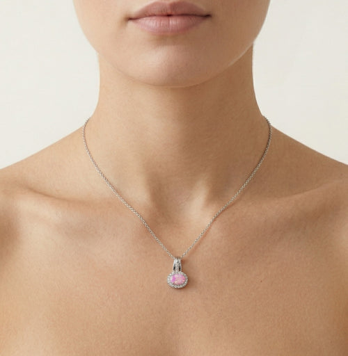 Silberanhänger mit rosa Opal