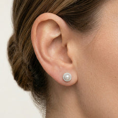 Stříbrné náušnice luneta s perlou