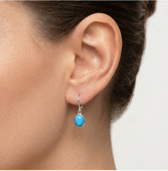 Drop earrings with turquoise cabochon