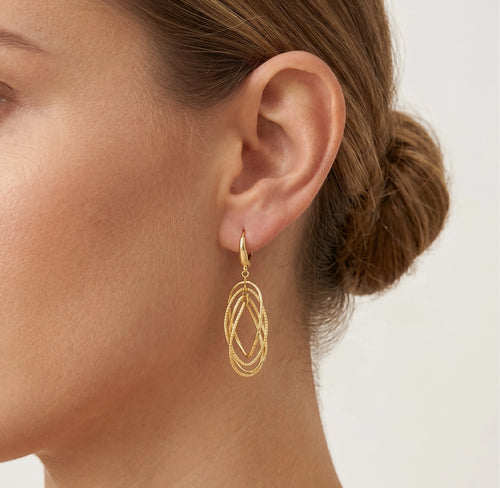 Gold Dangle Earrings Ovals