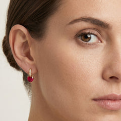 Ruby and cubic zirconia heart earrings