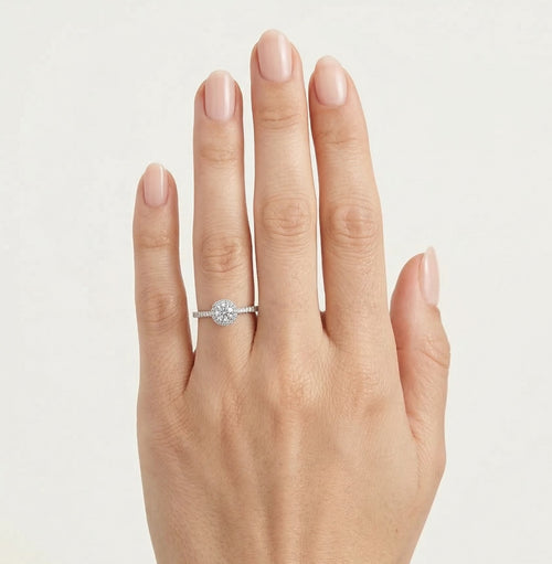 Shiny white gold ring with diamonds