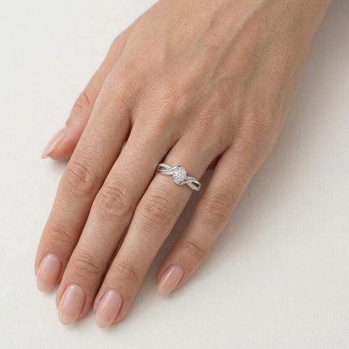 Radiant white gold diamond engagement ring