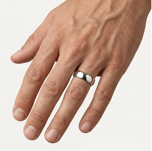 Anillo de boda de oro blanco pulido