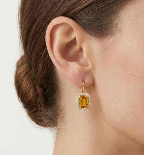 Halo-radiant-Citrin-Ohrringe