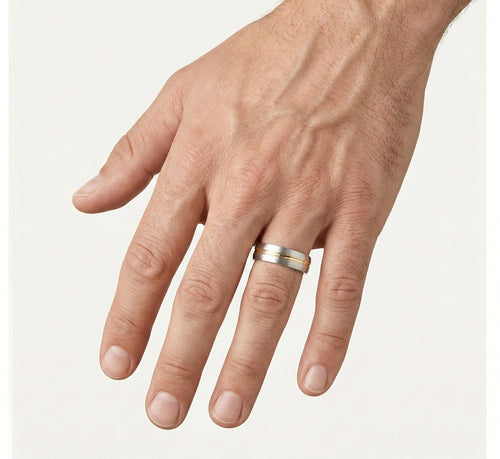 Silný snubní prsten ze žlutého a bílého zlata