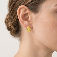 Yellow gold drop earrings with latch back closure