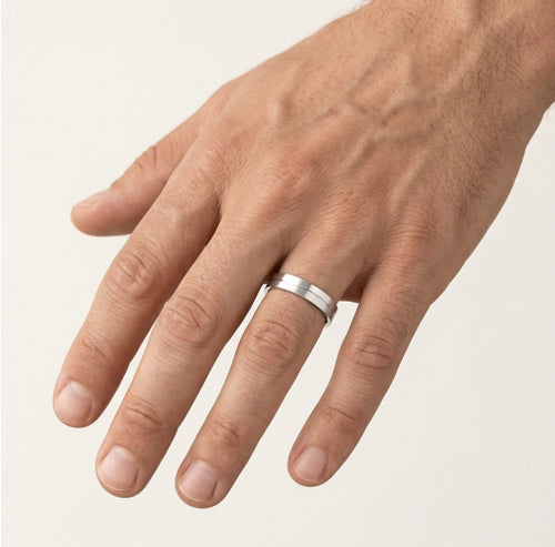 White gold ring with sparkling finish