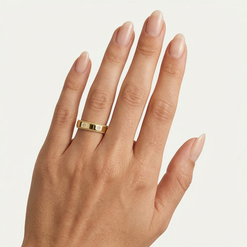 Eleganter Hochzeitsring aus Gelbgold mit optionalen Steinen