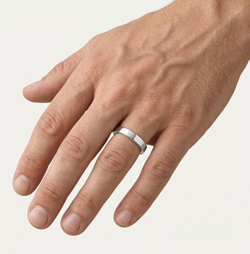 Elegant white gold wedding ring with optional stones
