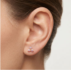 Pink cubic zirconia gold earrings