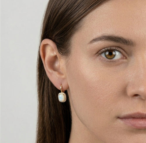 Obdélníkové opálové náušnice