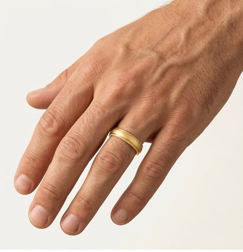 Eternity matte yellow gold wedding ring