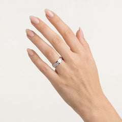 Dual finish white gold wedding ring