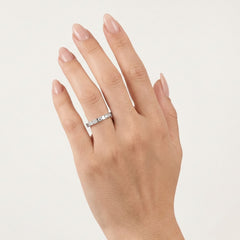 Anillo de boda grueso de oro blanco brillante