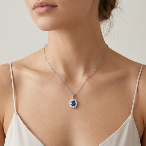 Royal Saphir und Zirkonia Damen Anhänger