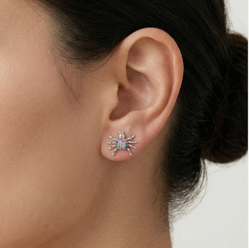 Sterlingsilber-Steckerohrringe im Spinnendesign