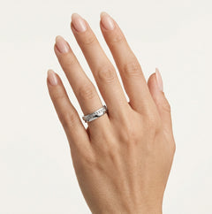 Anillo de boda mitad mate mitad pulido con rodio negro