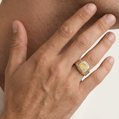 Vintage Two-Tone Gold Signet Ring With Cubic Zirconia