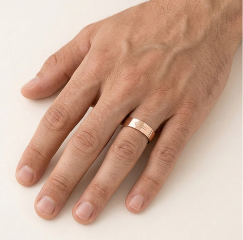 Rose gold wedding rings with cross