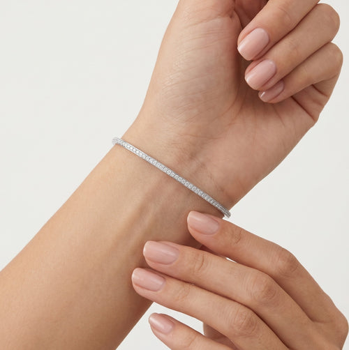 Bracelet jonc en argent sterling avec accents de zirconium