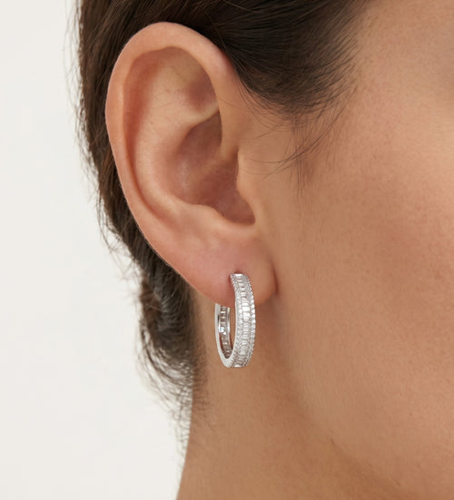 Sterling silver hoop earrings with zirconia