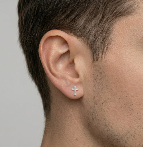 Kreuz-Ohrringe aus Weißgold mit Diamanten