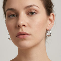 Simple white gold hoop earrings