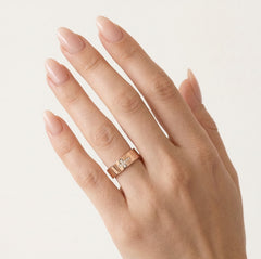 Rose gold wedding rings with cross