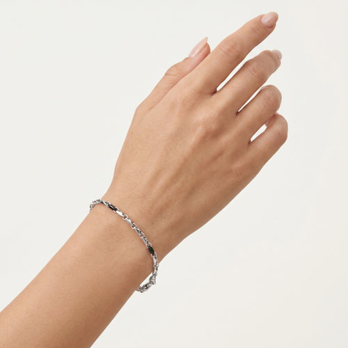 Keramik Weißgold-Rauten-Links-Armband