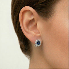 Klasické safírové a diamantové náušnice