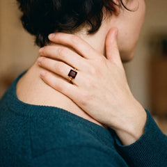 Prinzessschliff Granat Gold Ring