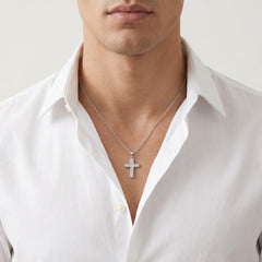 Fine cross white gold pendant with diamond